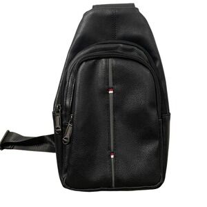 Westend Mens Black Faux Leather Sling Bag Crossbody Backpack Travel Chest Pack
